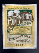 A rare 1905 price list for The County Chemical Company Limited (Chemico), Cycle & Motor Trade