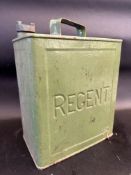 A Regent two gallon petrol can by Valor, dated July 1955, plain cap.