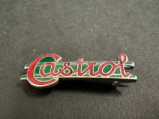 A Castrol part enamel lapel badge, indistinctly stamped to verso.