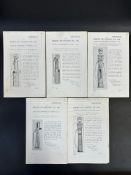 Five Weights and Measures Act 1904 pictorial leaflets showing the different types of petrol pumps