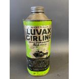 A Wakefield Luvax Girling cylindrical quart can.