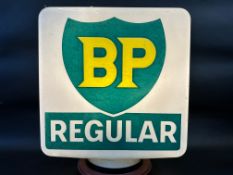 A BP Regular glass petrol pump globe by Hailware, fully stamped underneath and in good condition.