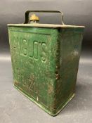 An Anglo's Benzol two gallon petrol can by Grant, dated January 1919 with plain brass cap.