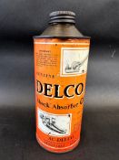 A Delco Shock Absorber Oil circular quart can.