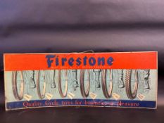 A Firestone Cycle Tyres pictorial showcard 29 x 10 3/4".