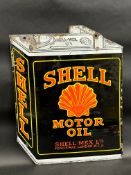 A Shell Motor Oil can-shaped double sided enamel sign in good condition, 16 x 20".