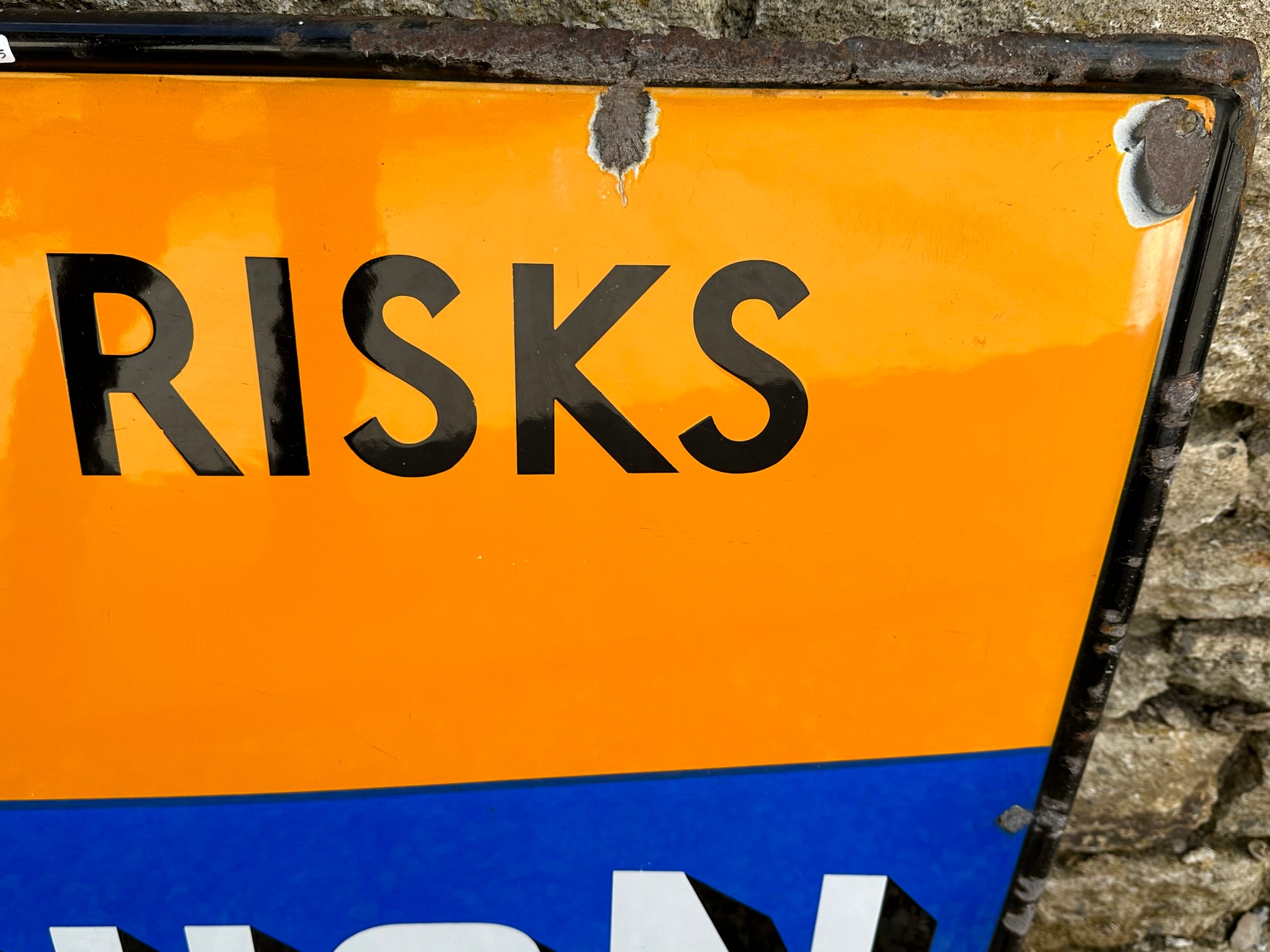 A Dominion 'Take No Risks' rectangular enamel sign, with superb gloss, 48 1/4 x 30". - Image 4 of 7