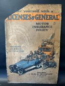 A Licences & General pictorial tin advertising sign, 19 x 29".