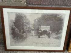 A large scale framed and glazed Bristol Austin 7 Club print dedicated 'To the landlord of the