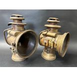 'The Bedford Patent' - a pair of Edwardian brass motor lamps by A. Russell & Co. circa 1905, with