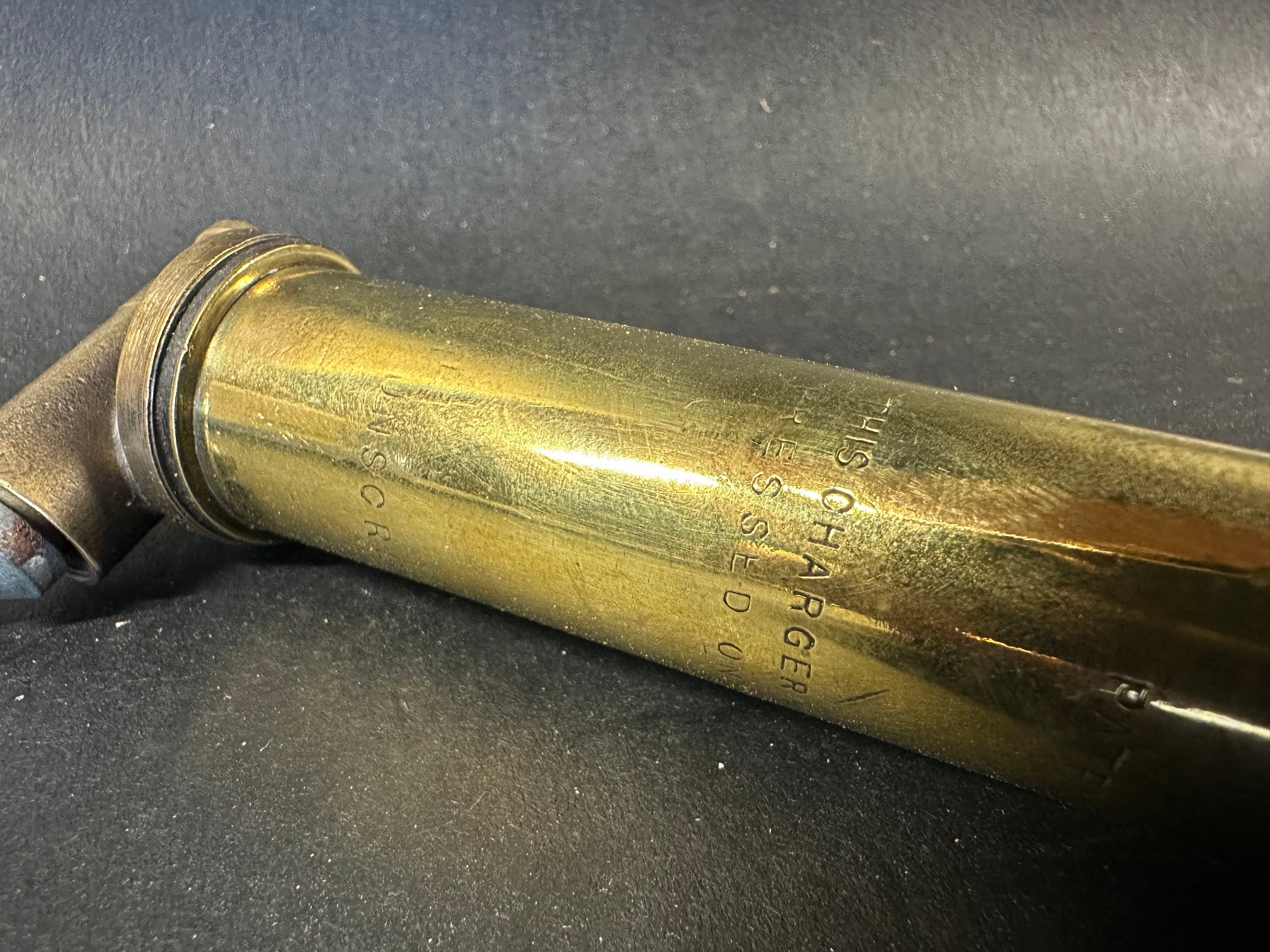 A good quality brass Jeavons spring gaiter greaser, 6 1/4" long. - Image 3 of 3