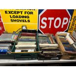 An extensive collection of motoring literature in four boxes, including workshop manuals,