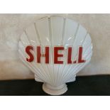 A Shell glass petrol pump globe by Hailware, fully stamped underneath, chips to neck, by repute this