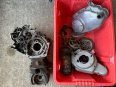 A box of mechanical parts and a Honda engine, completeness unknown.