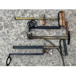 Two stirrup pumps including a Battersley & Davidson No.2 and two stirrup sprayers.