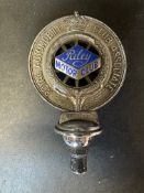 An RAC Associate car badge with Riley Motor Club enamel centre (circa 1930s).