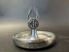 An MG ashtray engraved 'To Mrs M.M.Riley...from Lord Nuffield Oct. 1934'.