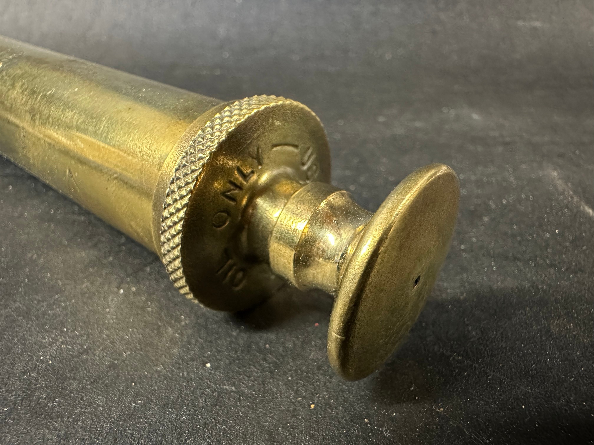 A good quality brass Jeavons spring gaiter greaser, 6 1/4" long. - Image 2 of 3