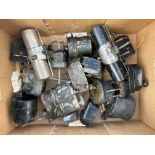 A box of wiper motors including British Berkshire and Lucas.