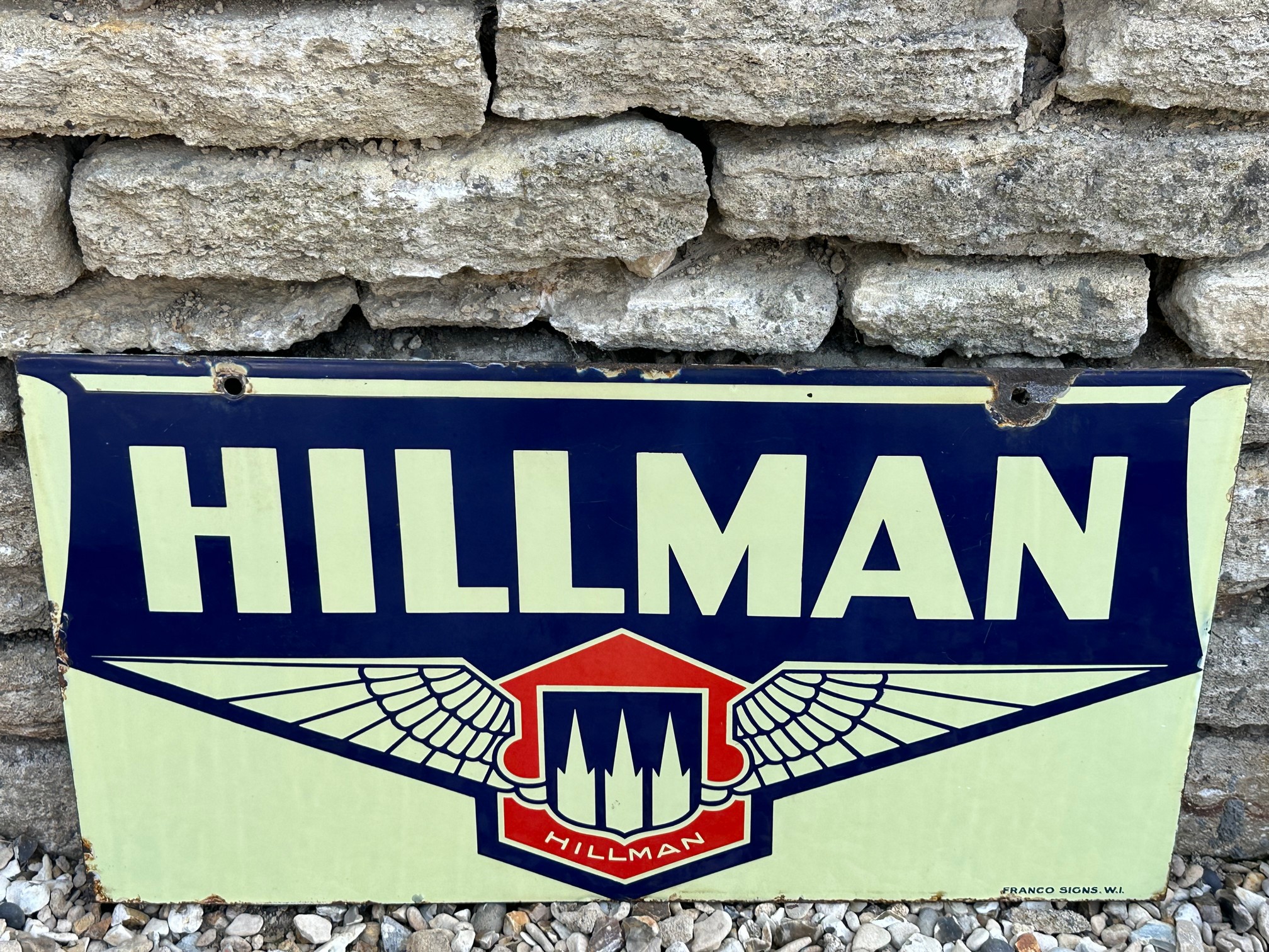 A Hillman double sided enamel advertising sign by Franco signs, with hanging holes, excellent gloss, - Image 5 of 8