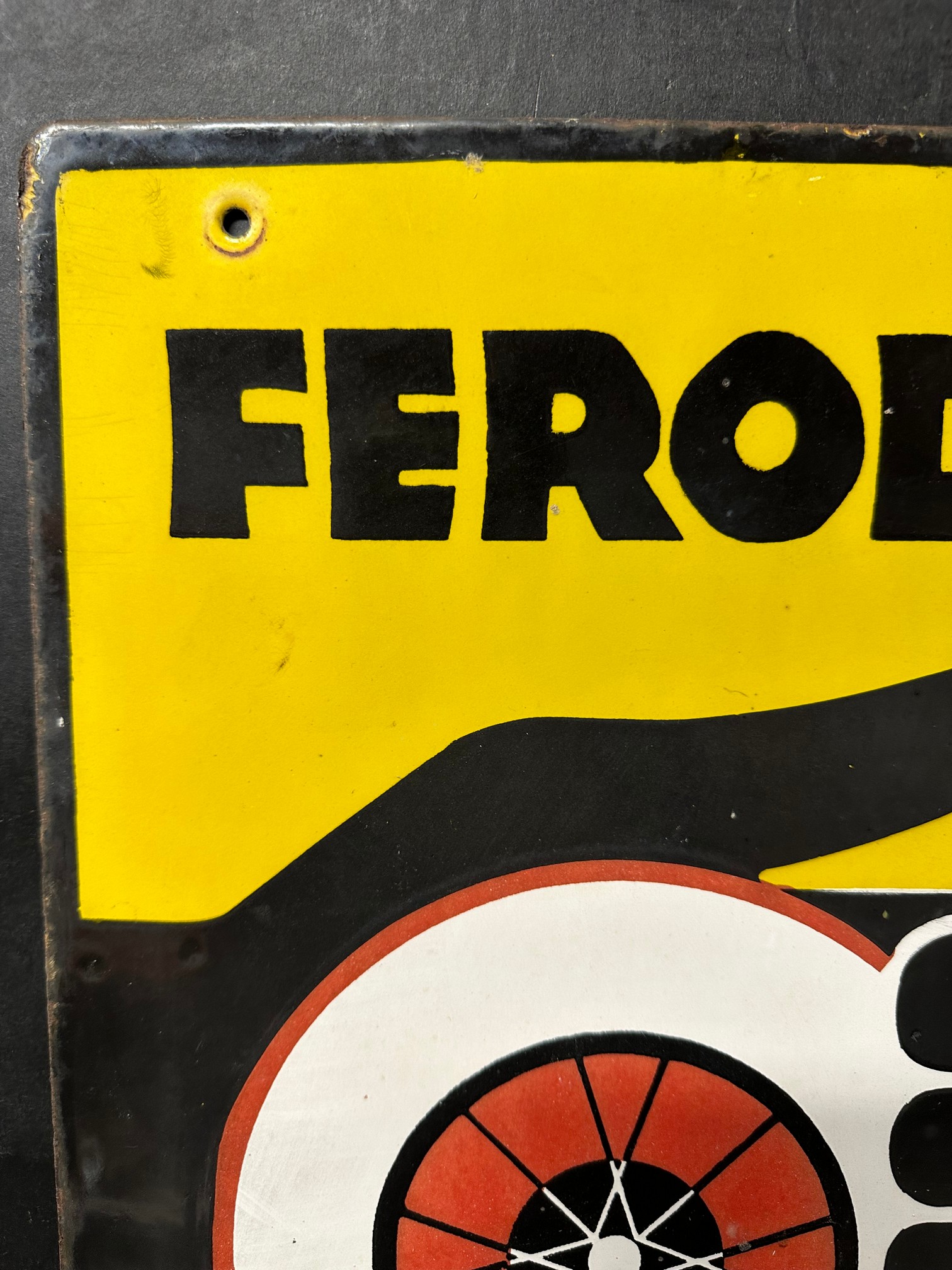 A Ferodo Brake Testing Service pictorial double sided enamel advertising sign depicting a hand - Image 3 of 10