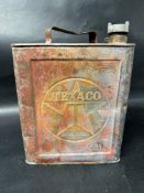 A Texaco embossed two gallon petrol can with plain cap, stamped '31.