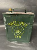 A Shell Mex & BP Ltd. two gallon petrol can, repainted with BP cap, Valor 10 39 to base.