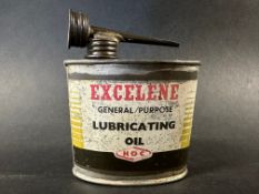 An Excelene Lubricating Oil oval pocket sized tin for The Humber Oil Company, 4 fl oz, with garage