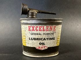 An Excelene Lubricating Oil oval pocket sized tin for The Humber Oil Company, 4 fl oz, with garage