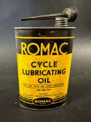 A Romac Cycle Lubricating Oil oval tin.