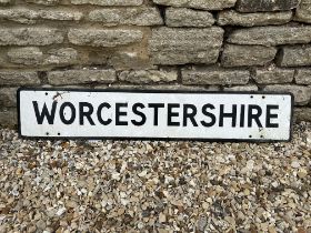 A Worcestershire county border sign, cast alloy, 48 1/2 x 9".