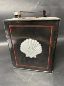 A Shell two gallon petrol can with Shell cap, Valor 3 34 to base.