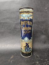 An early 'Britelite' Carbide of Calcium for lamps pictorial cylindrical tin unusually with image