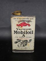 A very early Gargoyle Vacuum Mobiloil A for Motor Cycles pictorial quart oil tin with brass cap