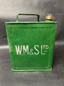 A W.M & S Ltd. two gallon petrol can with plain cap.