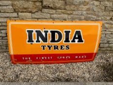 A large India Tyres enamel advertising sign - The Finest Tyres Made, good gloss, 72 x 36".