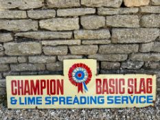 A Champion Basic Slag & Lime Spreading Service enamel advertising sign (agricultural interest), 54 x