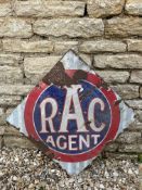 An RAC Agent lozenge shaped enamel sign, 28 x 28".