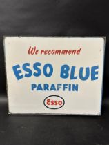 An Esso Blue Paraffin double sided enamel sign with hanging flange. Marked as Property of E.P.Co