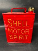 A Shell Motor Spirit two gallon petrol can, repainted with Shell cap, Valor 6 37 to base.