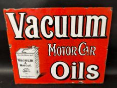 A Vacuum Motor Oils double sided enamel sign with hanging flange by Protector of Eccles, in