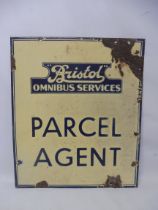A Bristol Omnibus Services Parcel Agent enamel advertising sign, 13 1/2 x 16".