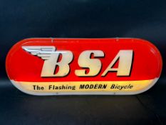 A BSA 'The Flashing Modern Bicycle' light-up dealer sign, 23 1/2 x 9".