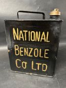 A National Benzole Co. Ltd two gallon petrol can with BP cap, Valor 12 49 to base.