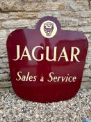 A large Jaguar Sales and Service, single sided enamel advertising sign, good colour and gloss, 38