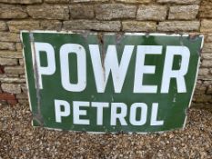 A Power Petrol enamel advertising sign by Hancor Mitcham, 60 x 36".