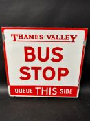 A Thames Valley Bus Stop double sided enamel sign, 16" x 15"