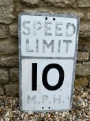 A 10 MPH Speed Limit pressed alloy road sign, 12 x 21".