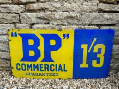 A BP Commercial Guaranteed rectangular enamel sign in good condition, 36 x 18".