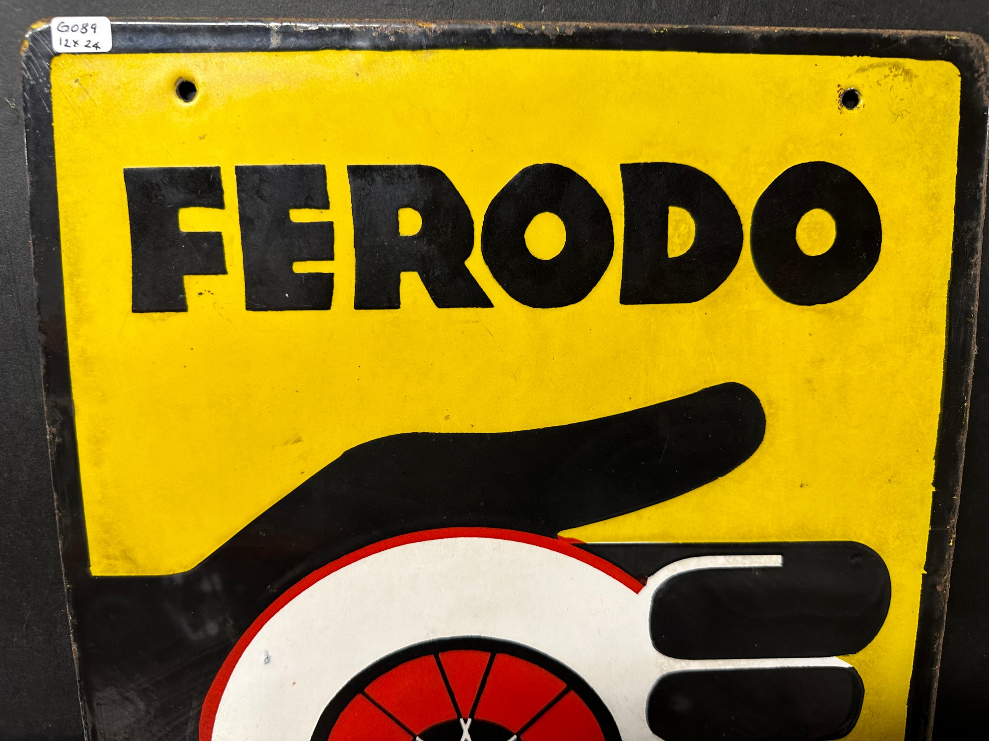 A Ferodo Brake Testing Service pictorial double sided enamel advertising sign depicting a hand - Image 8 of 10